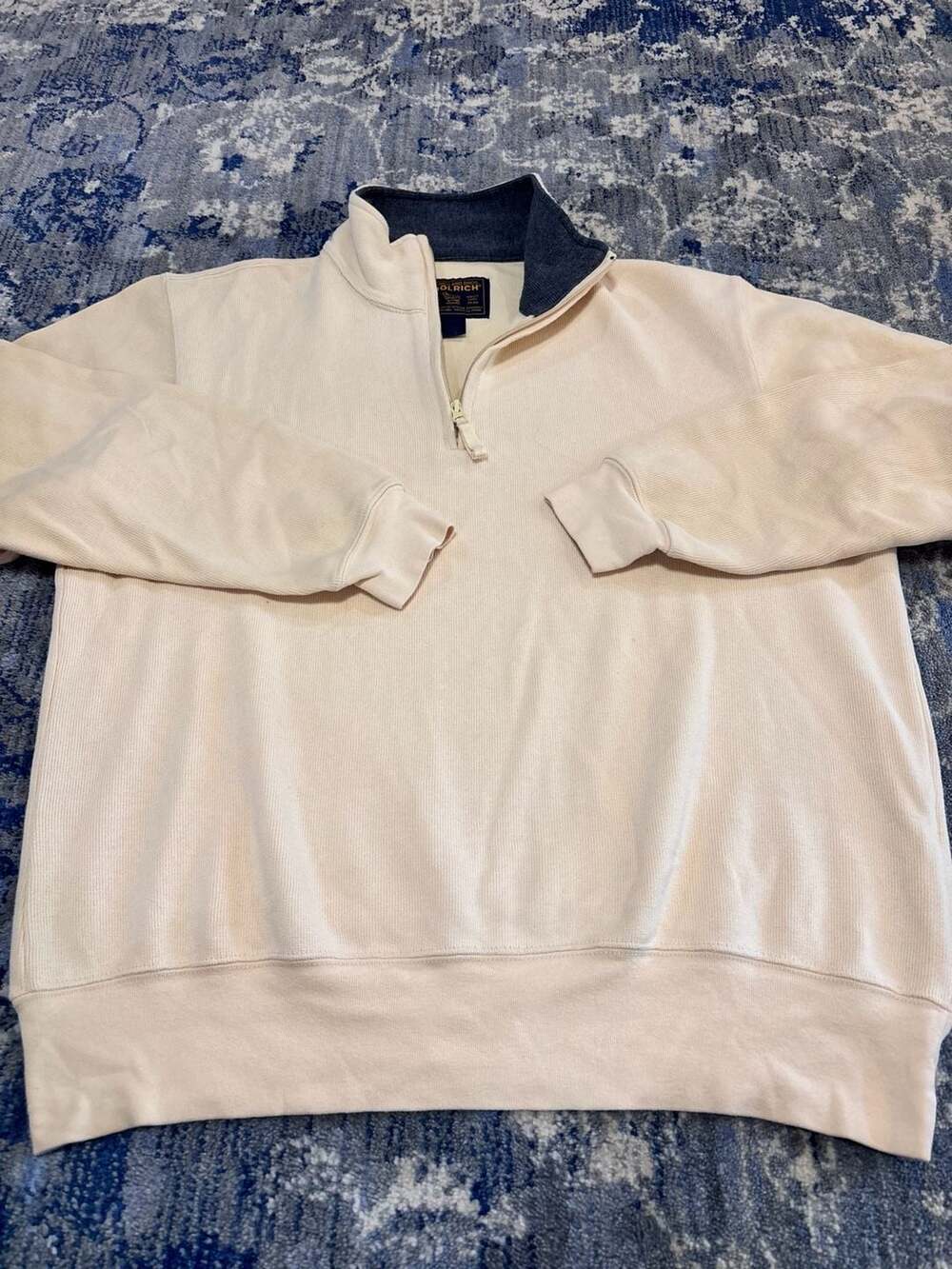 Woolrich Quarter Zip Sweatshirt Size L Butter
